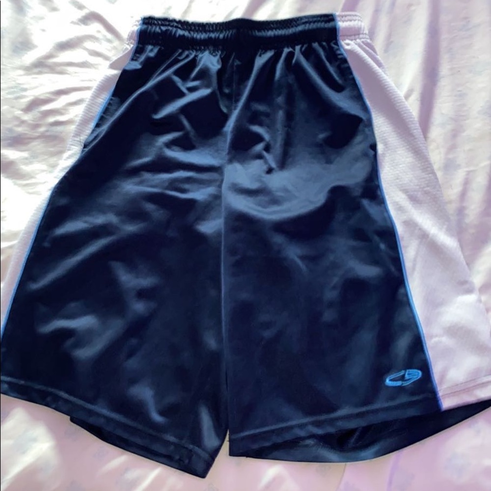 boy basketball shorts, size-Large, brand- Champion, color- navy blue and white